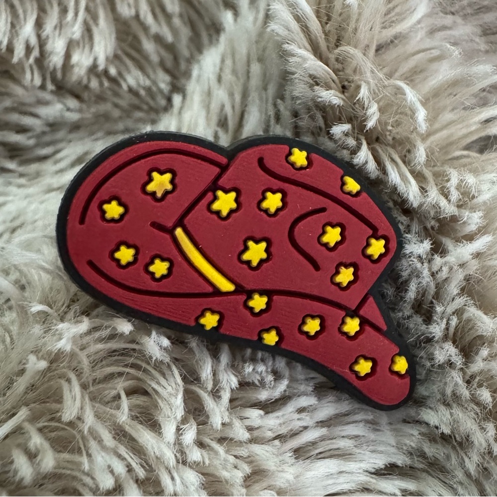 Burgundy Star-Patterned Cowboy Hat Shoe Charm CROCS Jibbitz 5/$20